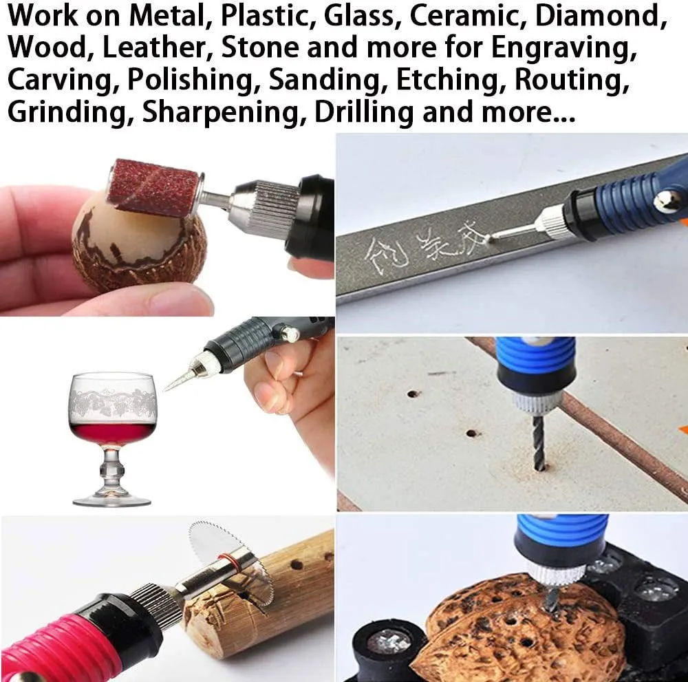108 Pcs Engraving Tool Kit, Multi-Functional Electric Corded Micro Engraver Etching Pen DIY Rotary Tool for Jewelry Glass Wood Ceramic Metal Plastic