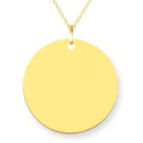 14kt Gold Engravable Disc Pendant 17mm