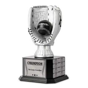 15" Perpetual Baseball Trophy - Silver Baseball