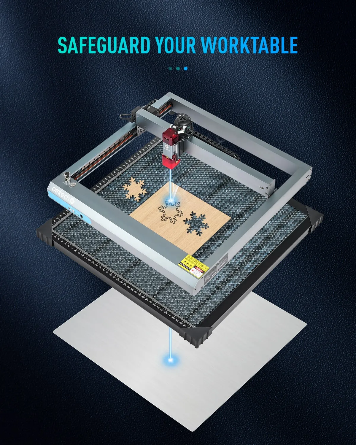 16x16 Inch Honeycomb Working Table for Laser Engraver with Built-in Scale