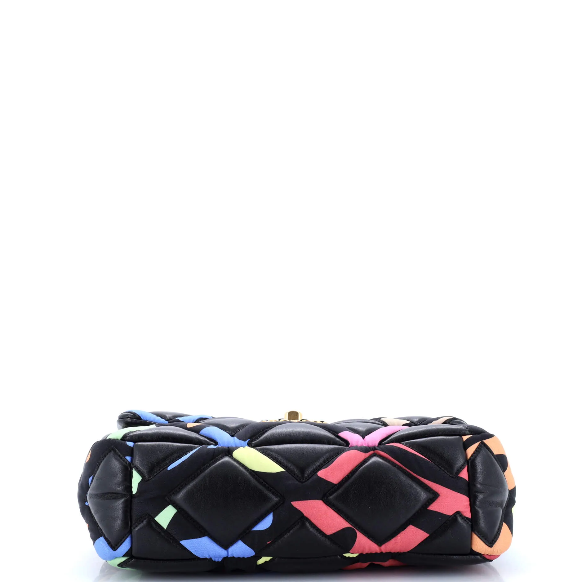 19 Flap Bag Quilted Lambskin and Printed Silk Medium