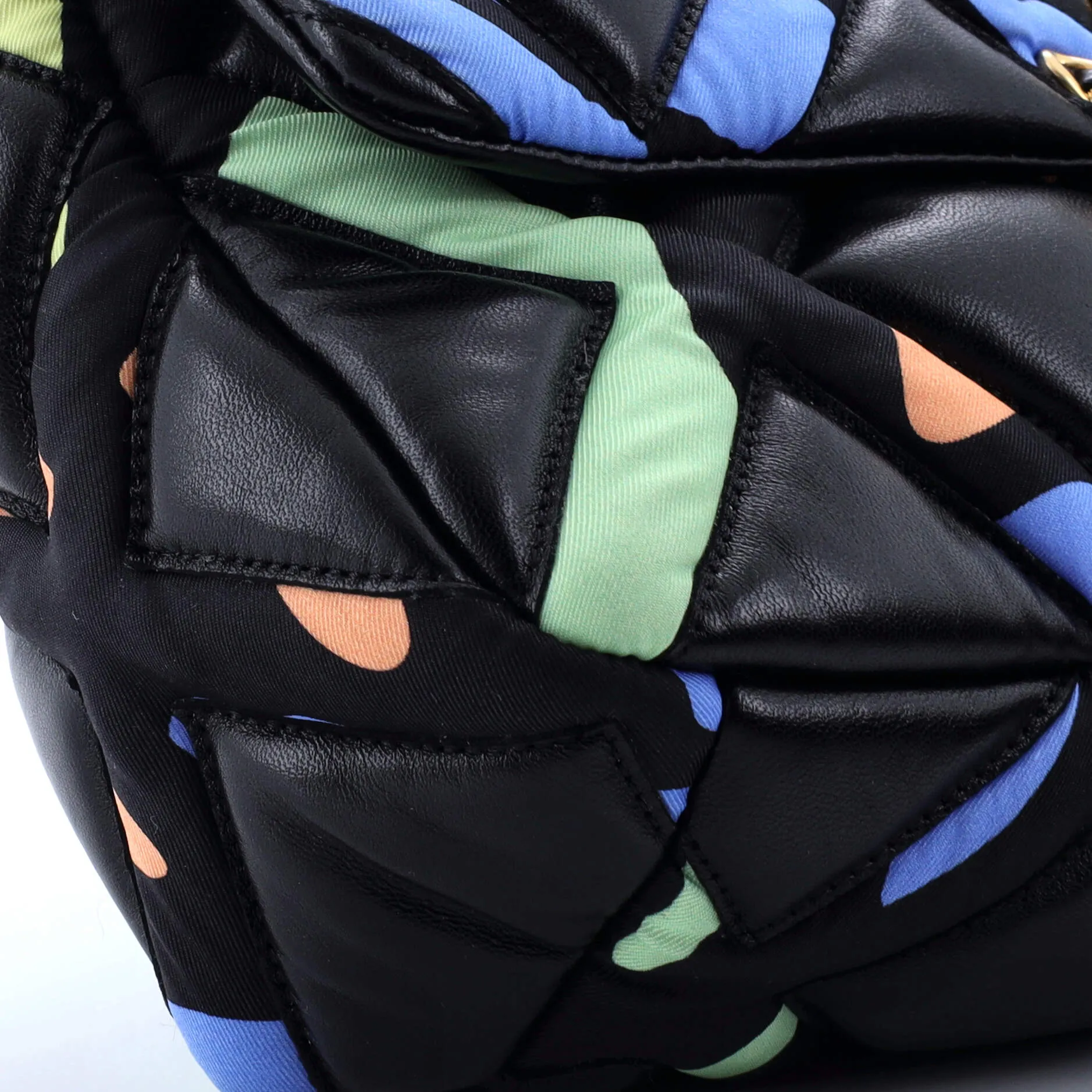 19 Flap Bag Quilted Lambskin and Printed Silk Medium