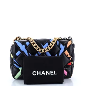 19 Flap Bag Quilted Lambskin and Printed Silk Medium