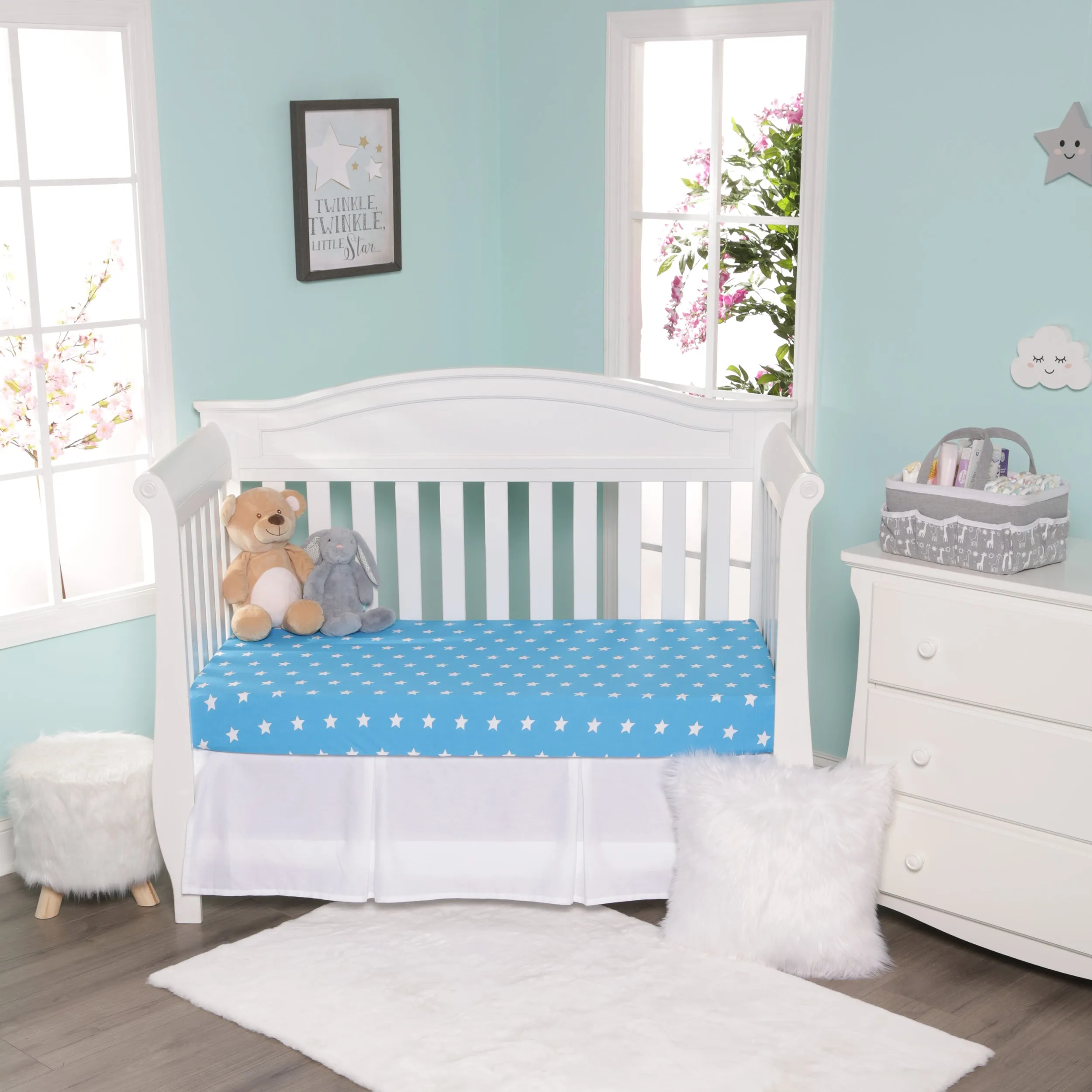 2 Pack Fitted Crib Sheet - Stars/Clouds