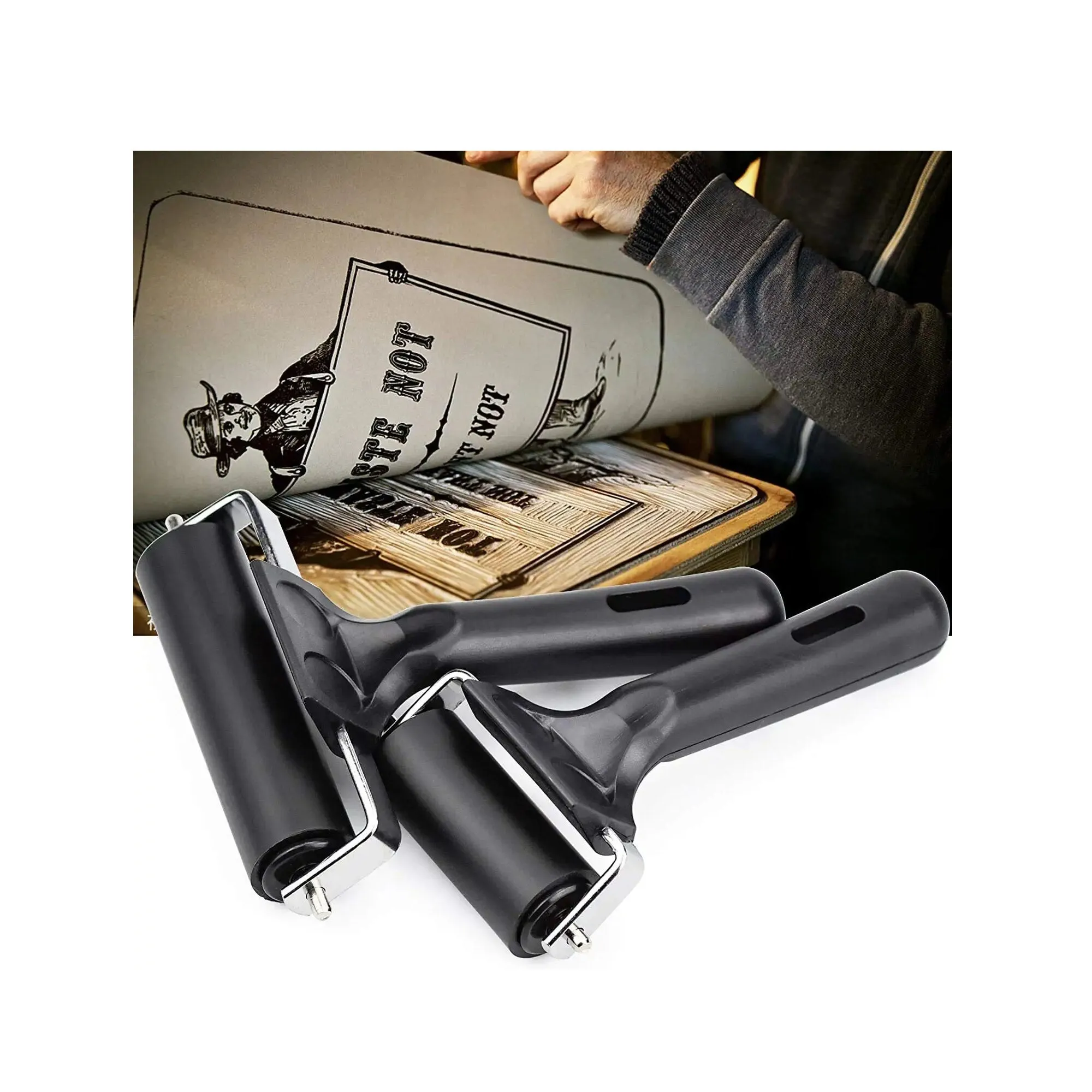 2 PCS Rubber Roller Brayer | 2.2 and 4 Inch | Used for Printmaking