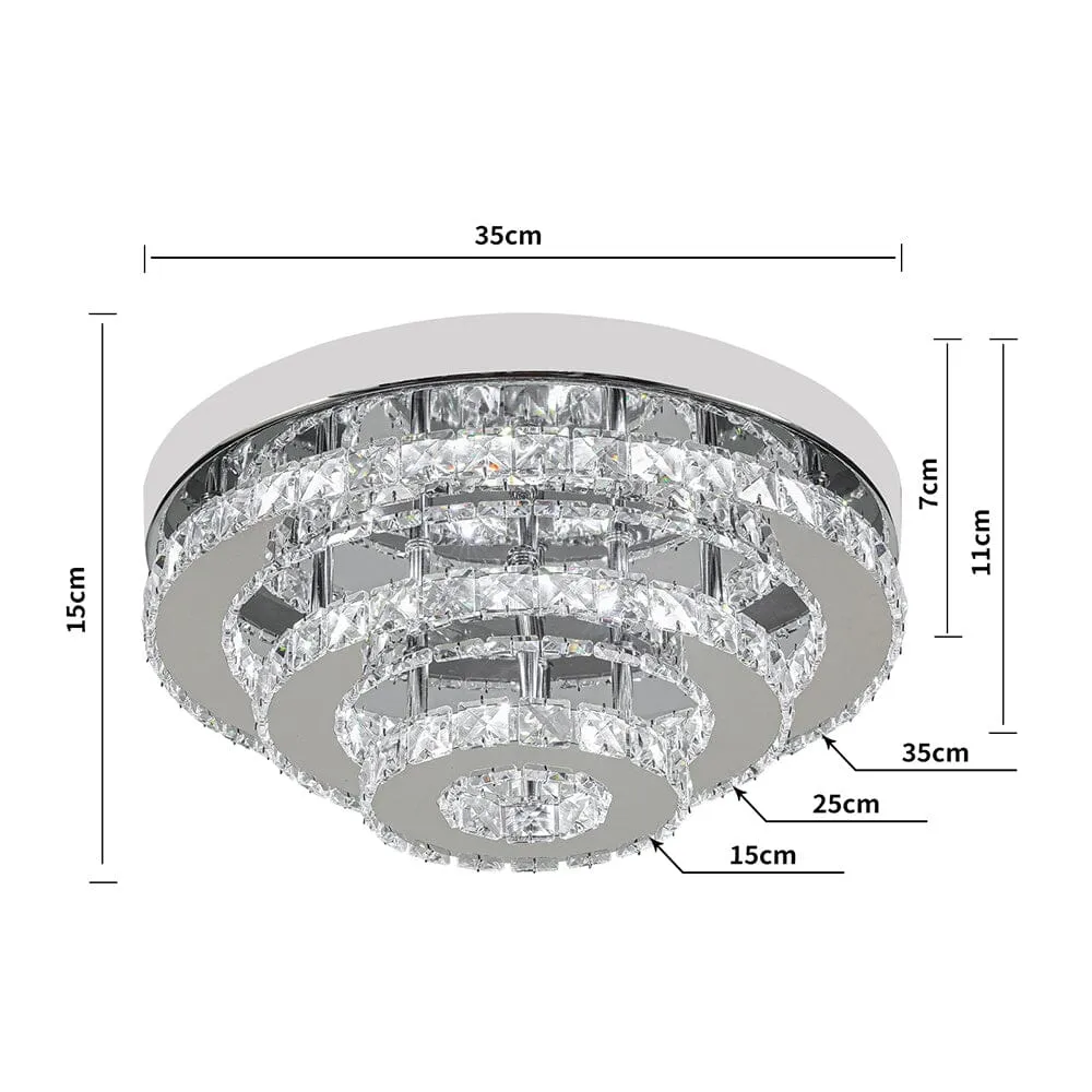 3-Tier Chic Crystal Ceiling Light with Chrome Finish