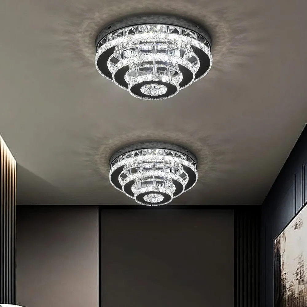 3-Tier Chic Crystal Ceiling Light with Chrome Finish