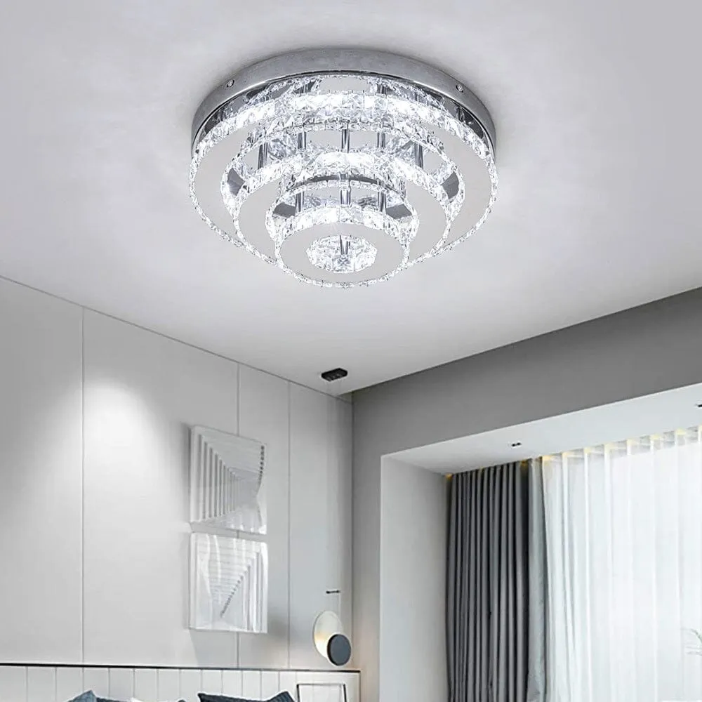 3-Tier Chic Crystal Ceiling Light with Chrome Finish