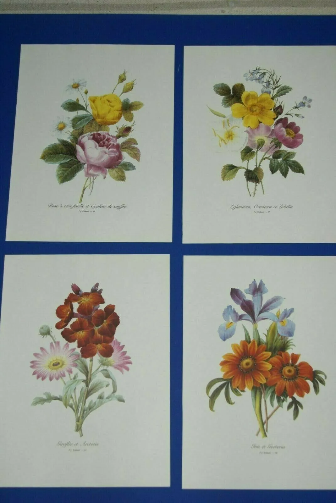 4 VARIED REDOUTE BOUQUET PLATES COLLECTIBLE COLORFUL FLOWERS WALL ART HOME DECOR 35, 37, 43 & 38