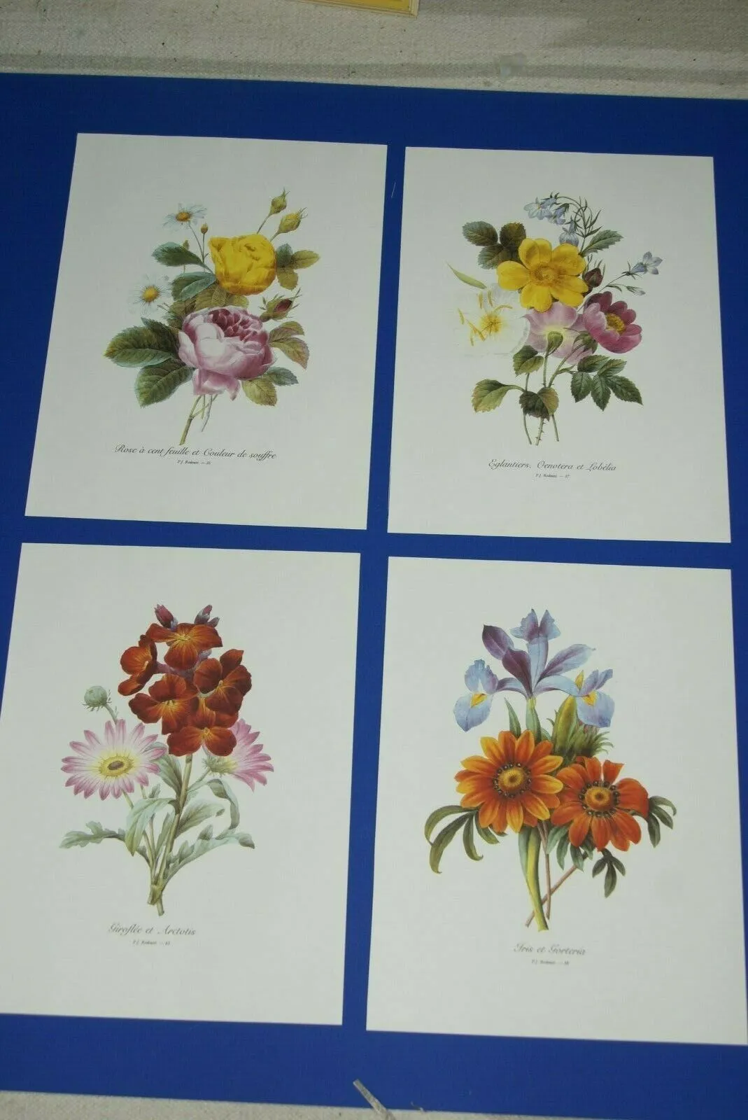 4 VARIED REDOUTE BOUQUET PLATES COLLECTIBLE COLORFUL FLOWERS WALL ART HOME DECOR 35, 37, 43 & 38