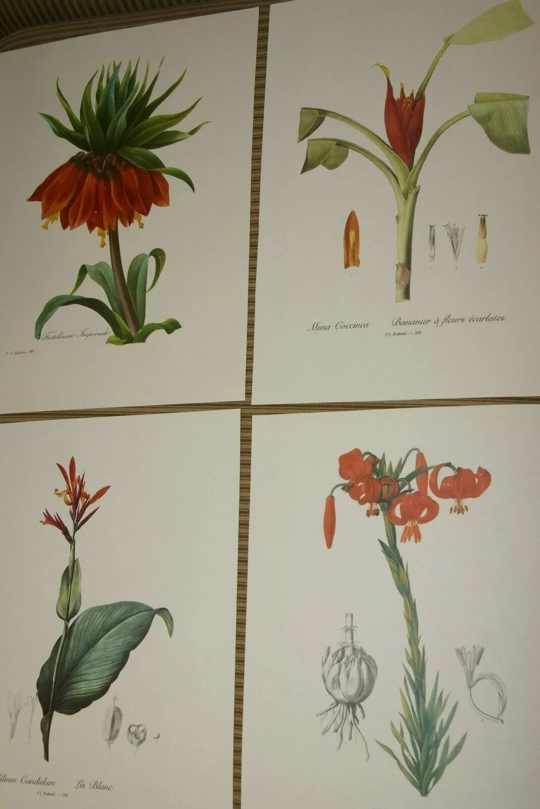 4 VARIED REDOUTE BOUQUET PLATES COLLECTIBLE COLORFUL FLOWERS WALL ART HOME DECOR 41, 308, 199 & 7