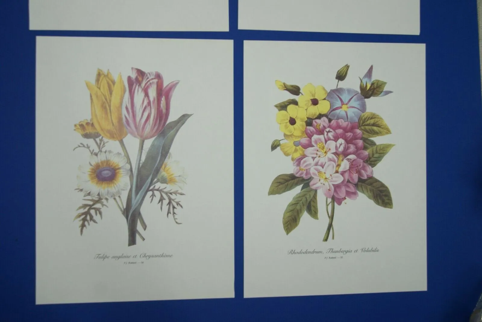 4 VARIED REDOUTE BOUQUET PLATES COLLECTIBLE COLORFUL FLOWERS WALL ART HOME DECOR  52, 53, 54 & 55
