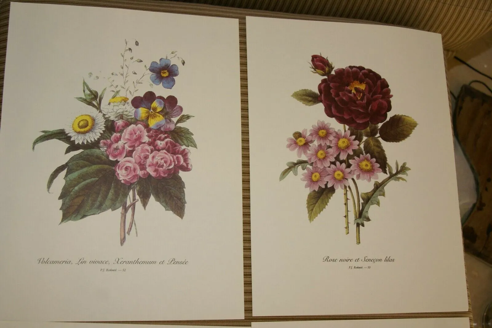 4 VARIED REDOUTE BOUQUET PLATES COLLECTIBLE COLORFUL FLOWERS WALL ART HOME DECOR  52, 53, 54 & 55