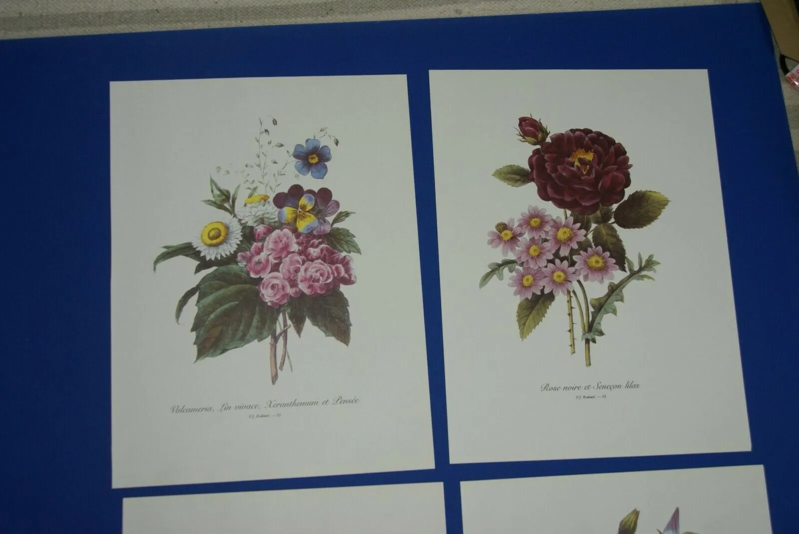4 VARIED REDOUTE BOUQUET PLATES COLLECTIBLE COLORFUL FLOWERS WALL ART HOME DECOR  52, 53, 54 & 55