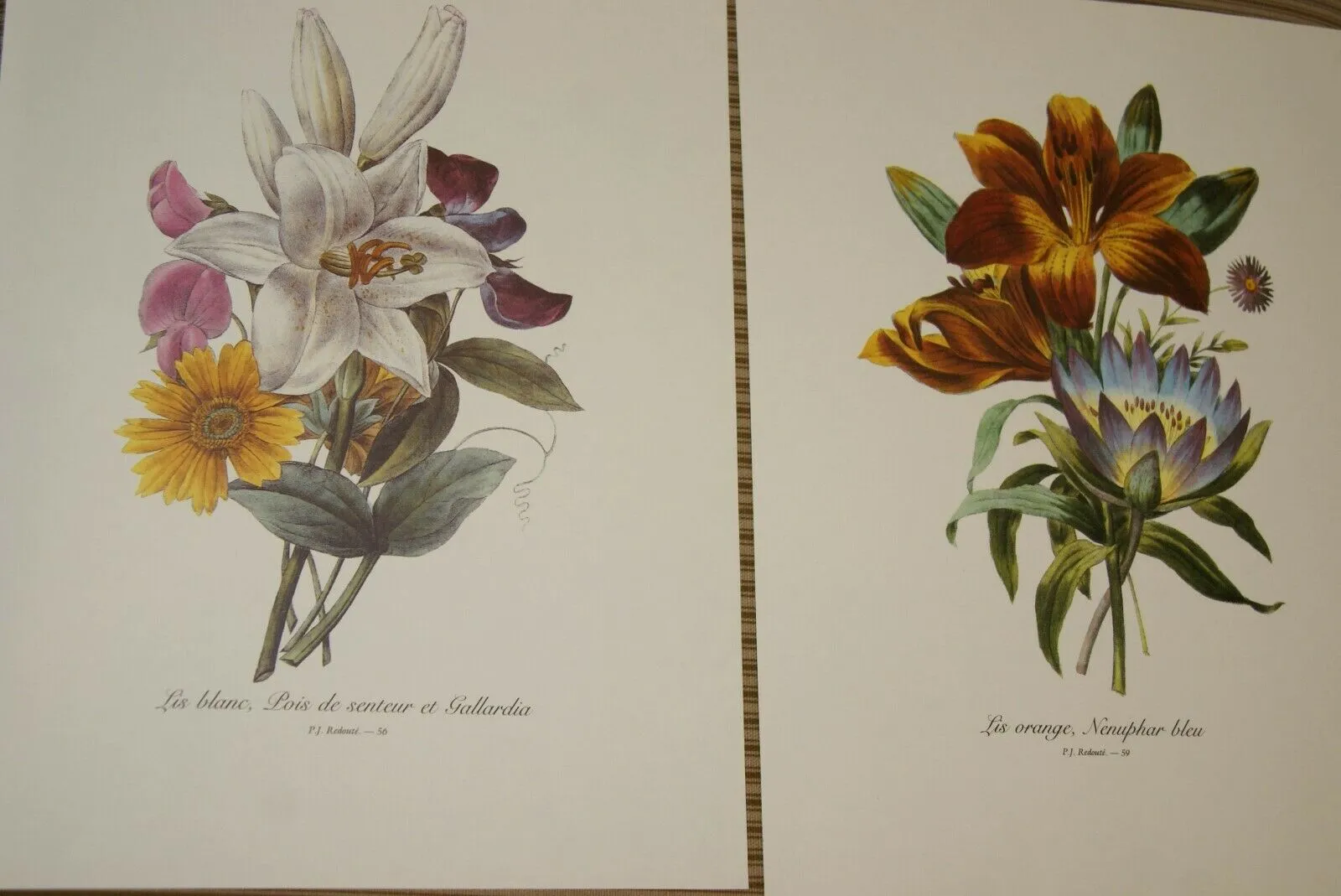 4 VARIED REDOUTE BOUQUET PLATES COLLECTIBLE COLORFUL FLOWERS WALL ART HOME DECOR 56, 59, 64, & 63
