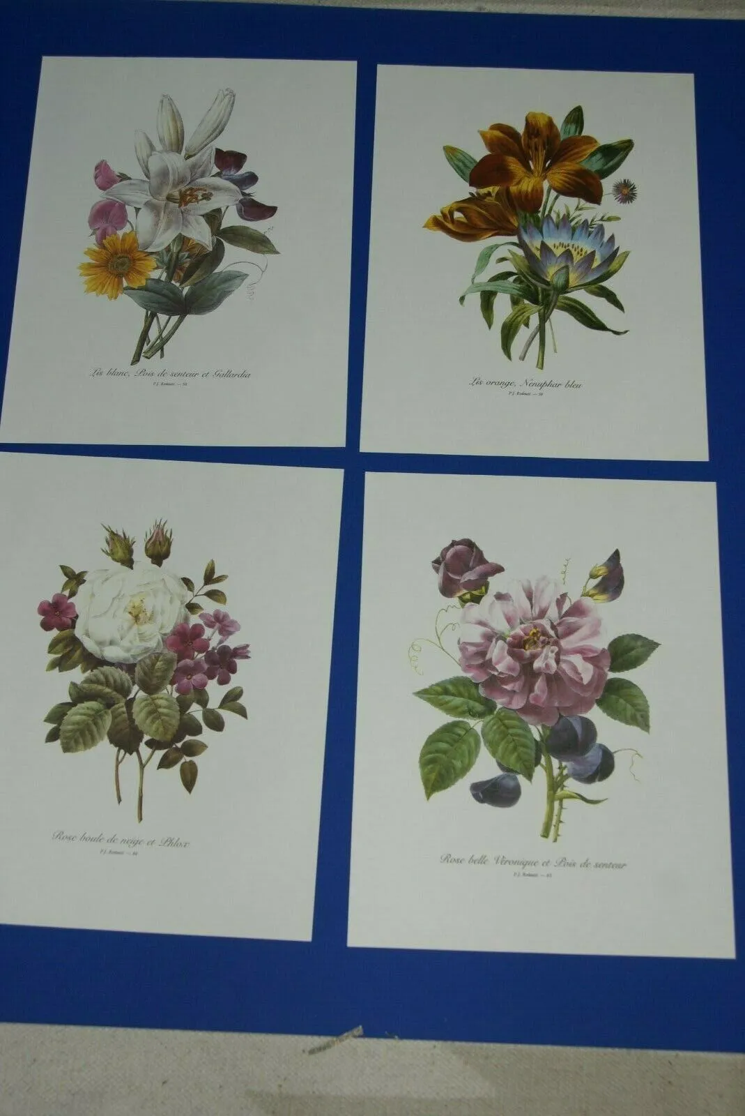 4 VARIED REDOUTE BOUQUET PLATES COLLECTIBLE COLORFUL FLOWERS WALL ART HOME DECOR 56, 59, 64, & 63