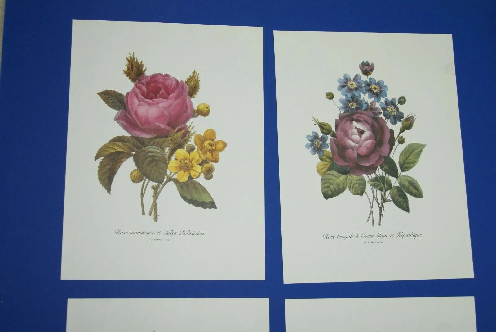 4 VARIED REDOUTE BOUQUET PLATES COLLECTIBLE COLORFUL FLOWERS WALL ART HOME DECOR  65, 66, 69 & 67