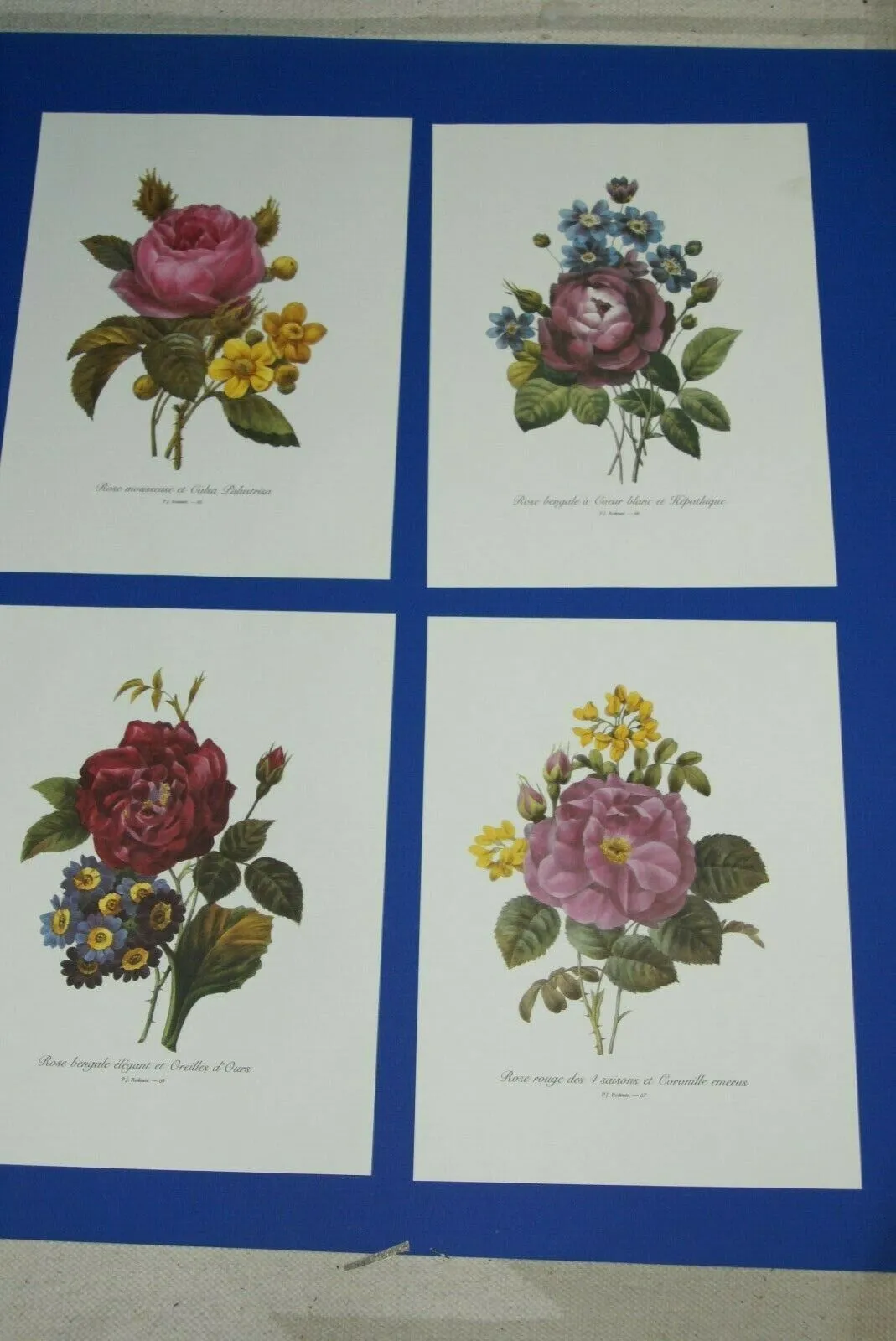 4 VARIED REDOUTE BOUQUET PLATES COLLECTIBLE COLORFUL FLOWERS WALL ART HOME DECOR  65, 66, 69 & 67