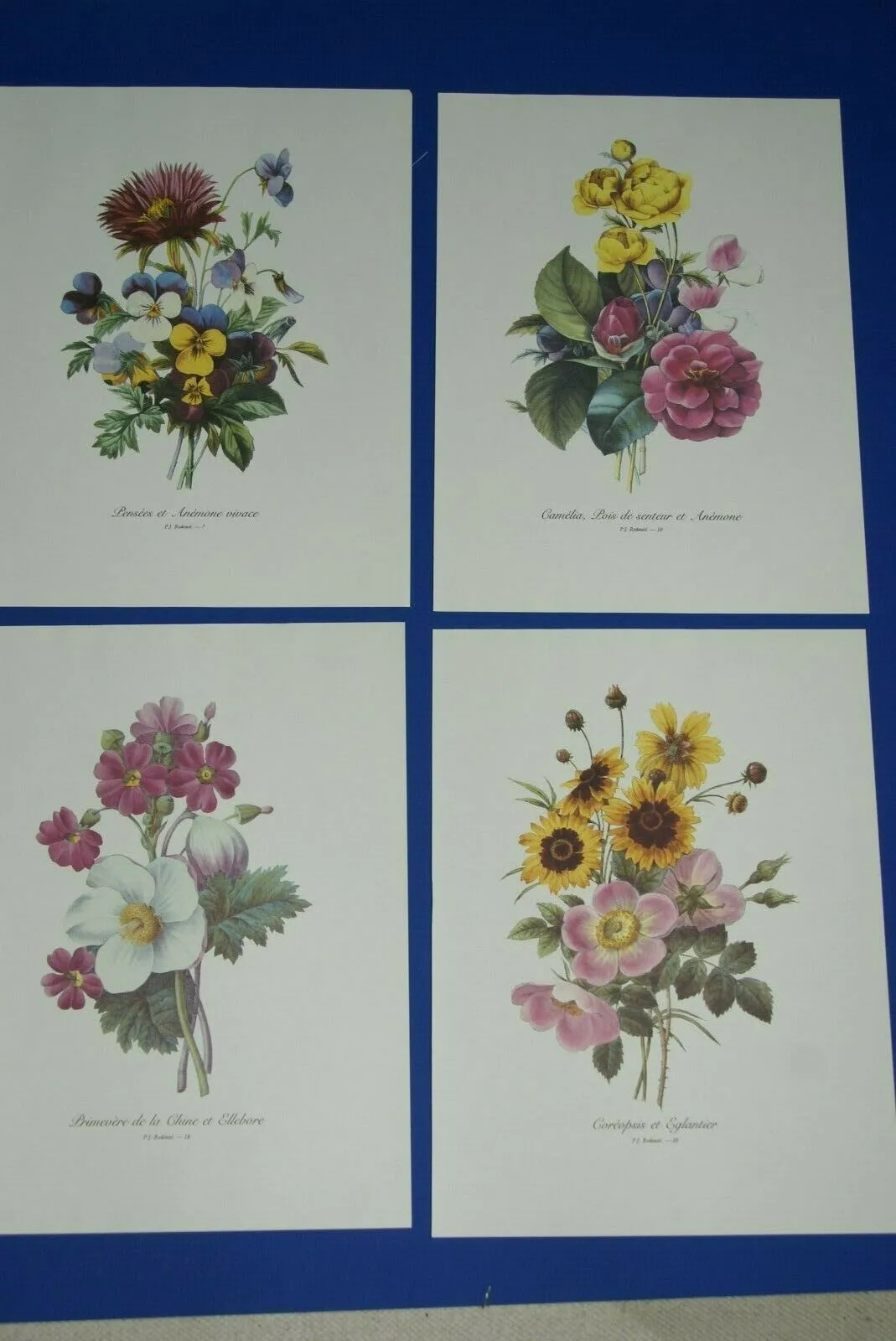 4 VARIED REDOUTE BOUQUET PLATES COLLECTIBLE COLORFUL FLOWERS WALL ART HOME DECOR 7, 10, 18, & 20