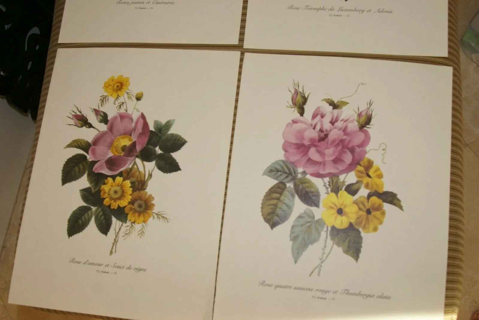 4 VARIED REDOUTE BOUQUET PLATES COLLECTIBLE COLORFUL FLOWERS WALL ART HOME DECOR 70, 72, 73, & 75