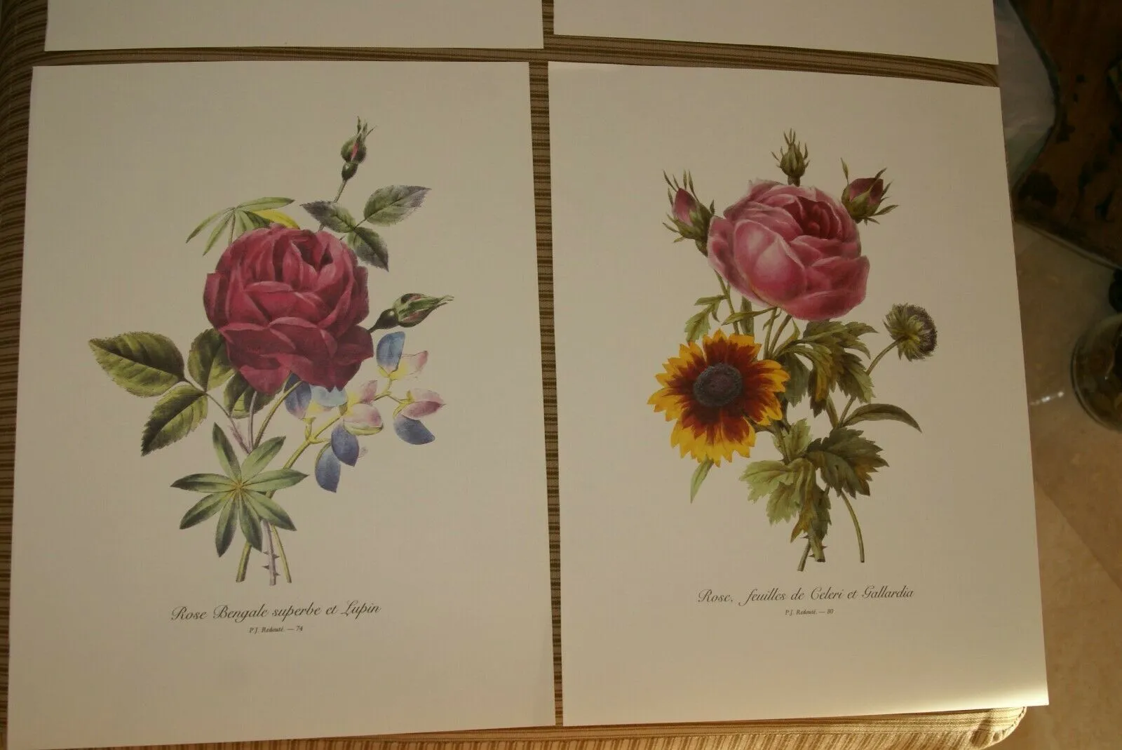 4 VARIED REDOUTE BOUQUET PLATES COLLECTIBLE COLORFUL FLOWERS WALL ART HOME DECOR 76, 77, 74 & 80