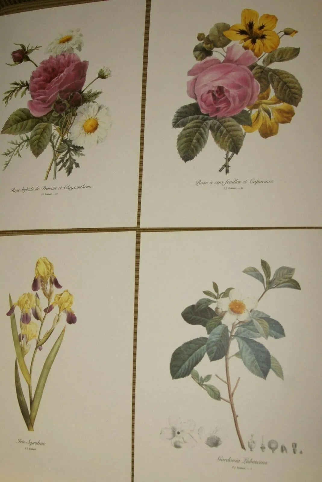 4 VARIED REDOUTE BOUQUET PLATES COLLECTIBLE COLORFUL FLOWERS WALL ART HOME DECOR  83, 84, IRIS & 1
