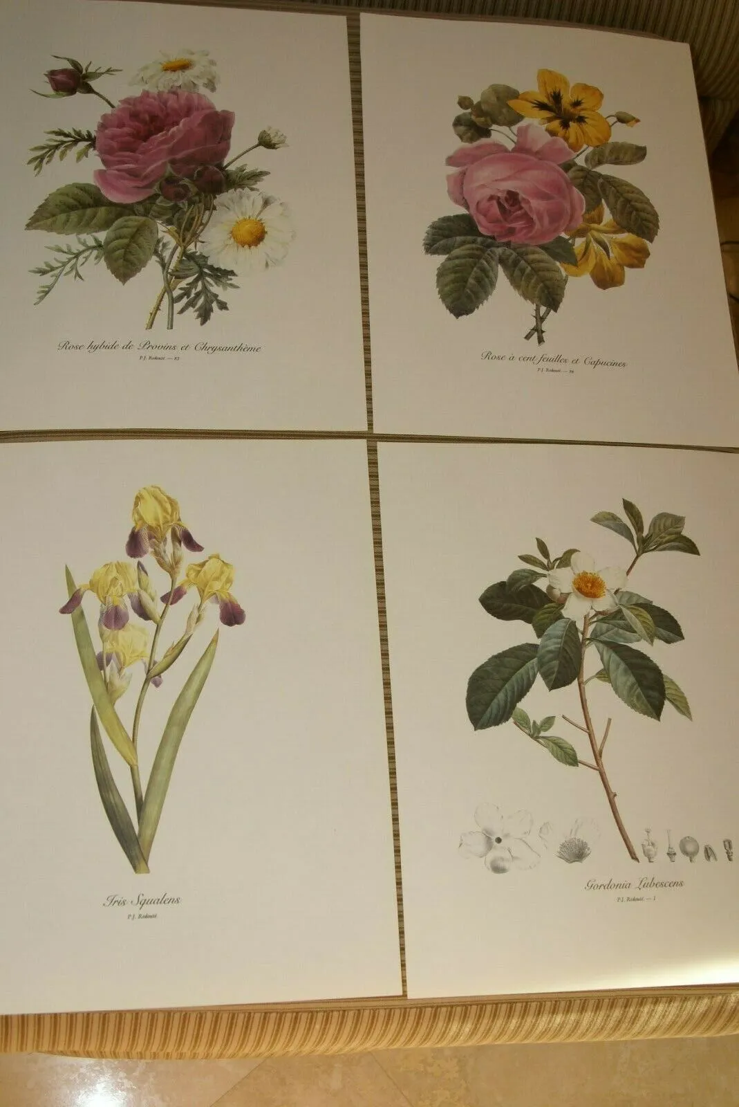 4 VARIED REDOUTE BOUQUET PLATES COLLECTIBLE COLORFUL FLOWERS WALL ART HOME DECOR  83, 84, IRIS & 1