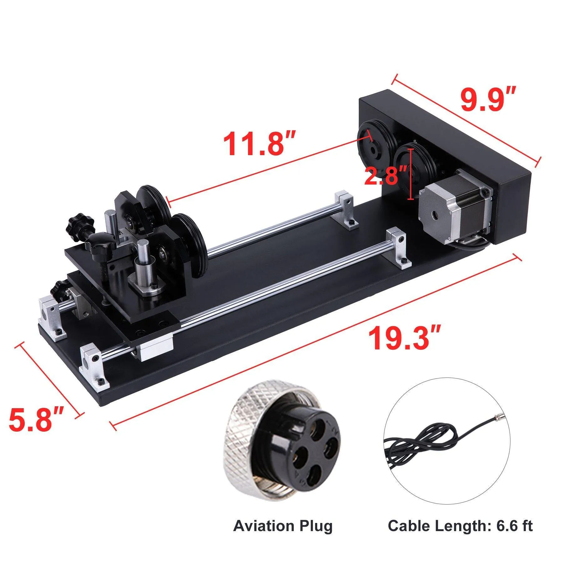 4-Wheel Rotary Axis for CO2 Laser Engraver Cutting Machine & Laser Cutters | LRA-GL49