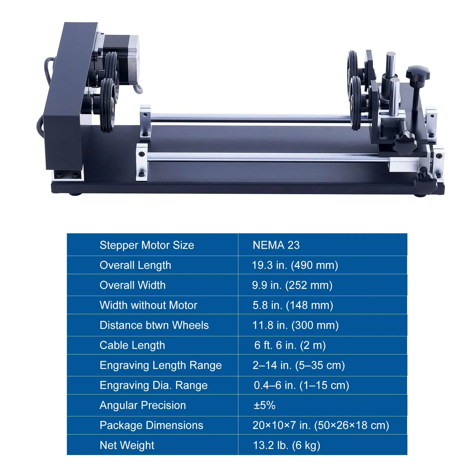 4-Wheel Rotary Axis with 360 Degree Rotation for 50-100W CO2 Laser Engraver Cutting Machine