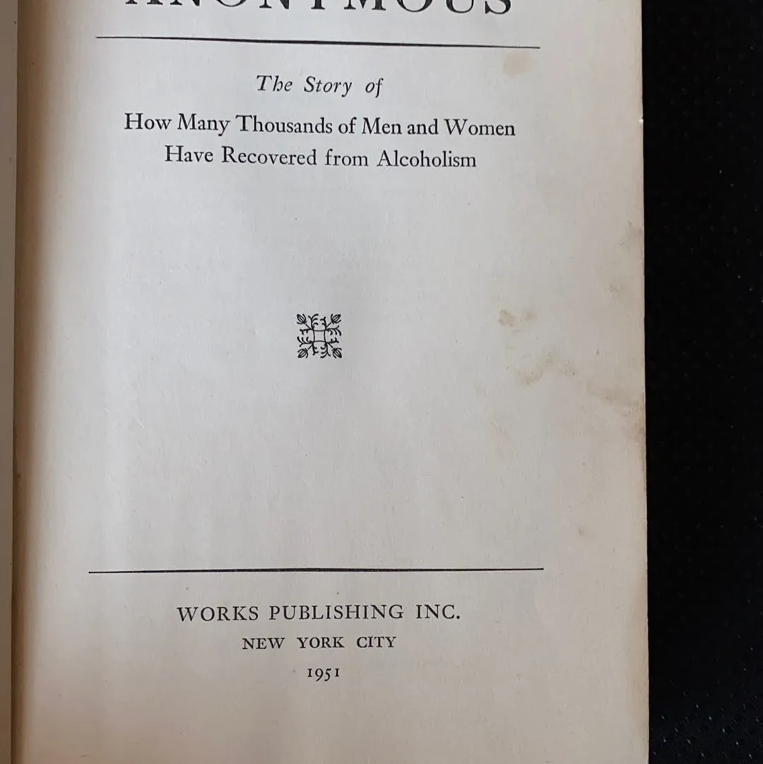 AA Big Book 1st Edition 14th Printing 1951 $450