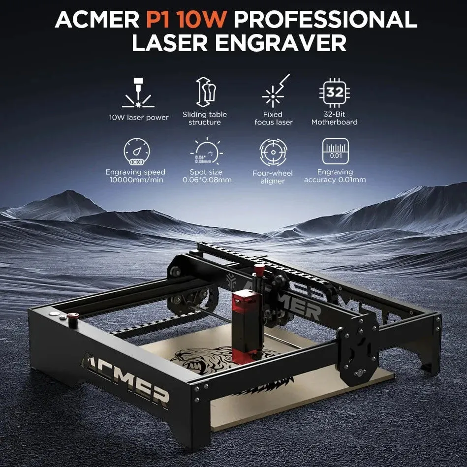 ACMER P1 10w Laser Engraver: 400x410mm Engraver, Cuts 8mm wood in a single pass