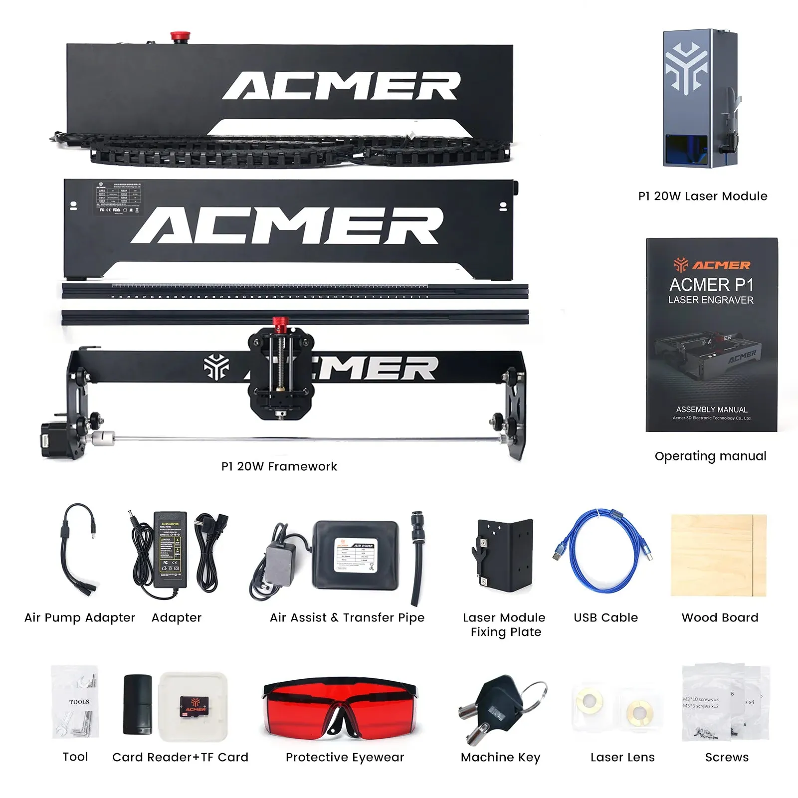ACMER P1 20w Laser Engraver: 400x410mm Engraver with upgraded laser for faster results