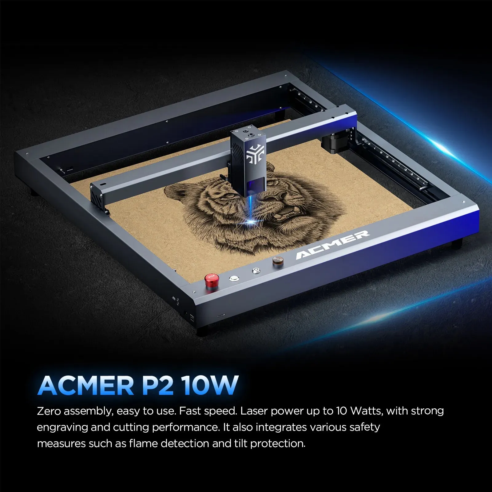ACMER P2 10w Laser Engraver: 420*400mm Engraver, High speed engraving