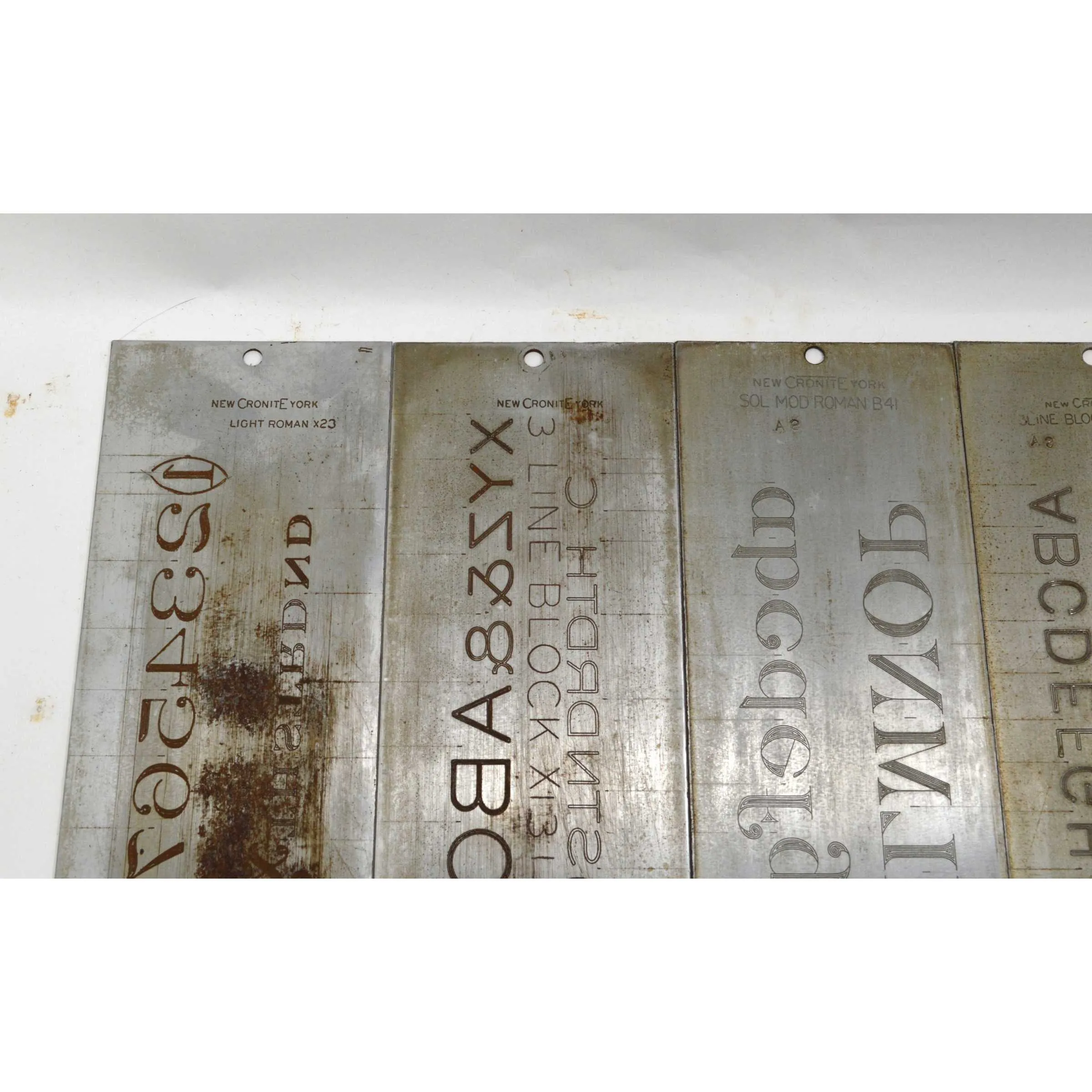 Antique CRONITE ENGRAVING FONT PLATE Lot of 9; ENGRAVER / PANTOGRAPH Plates