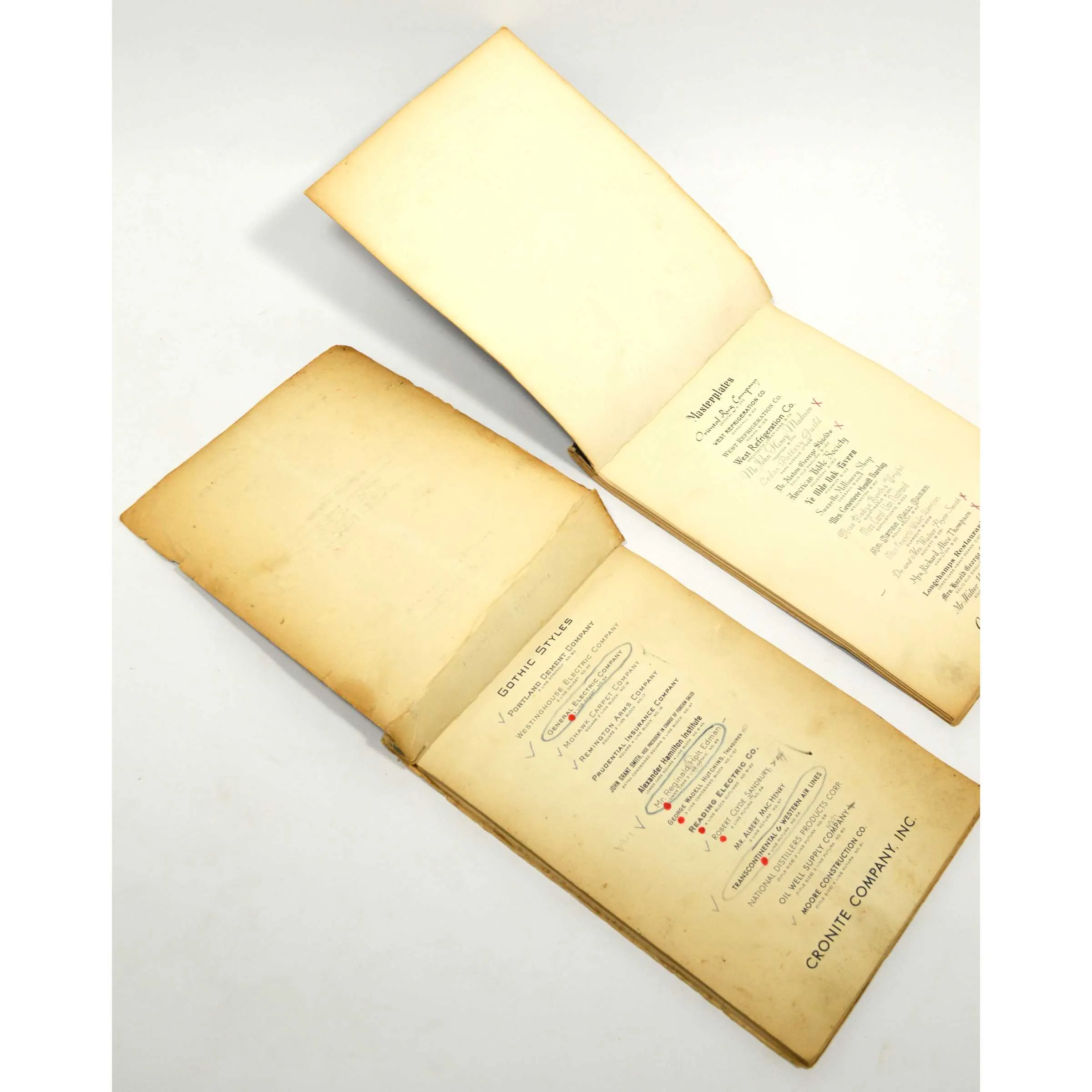 Antique CRONITE ENGRAVING FONTS "MASTERPLATE" LISTS Lot of 2   SIGNED T-SQUARE!