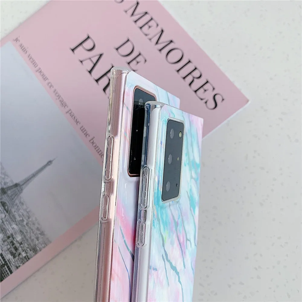 Anymob Samsung Blue And Pink Laser Gradient Marble Phone Case Silicon Cover