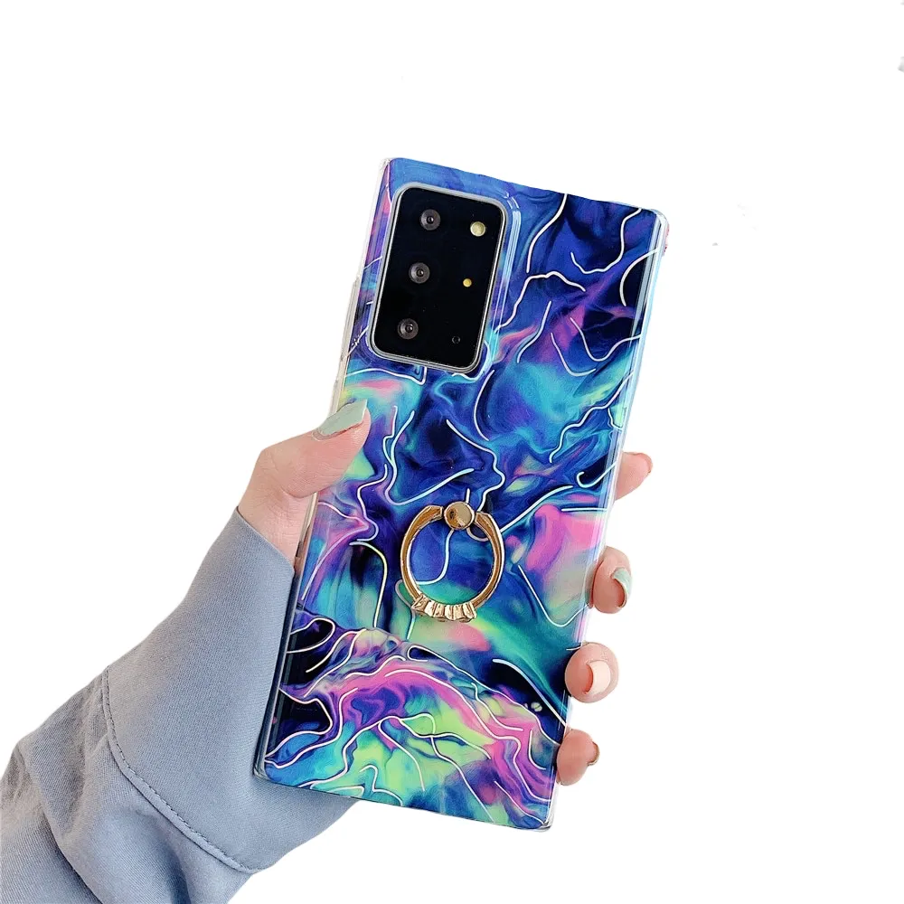 Anymob Samsung Case Blue Laser Marble Gradient Ring Holder Back Cover