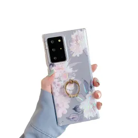 Anymob Samsung Lavender Laser Marble Gradient Phone Case Ring Holder Back Cover