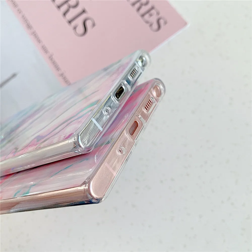 Anymob Samsung Violet And Pink Laser Gradient Marble Phone Case Silicon Cover