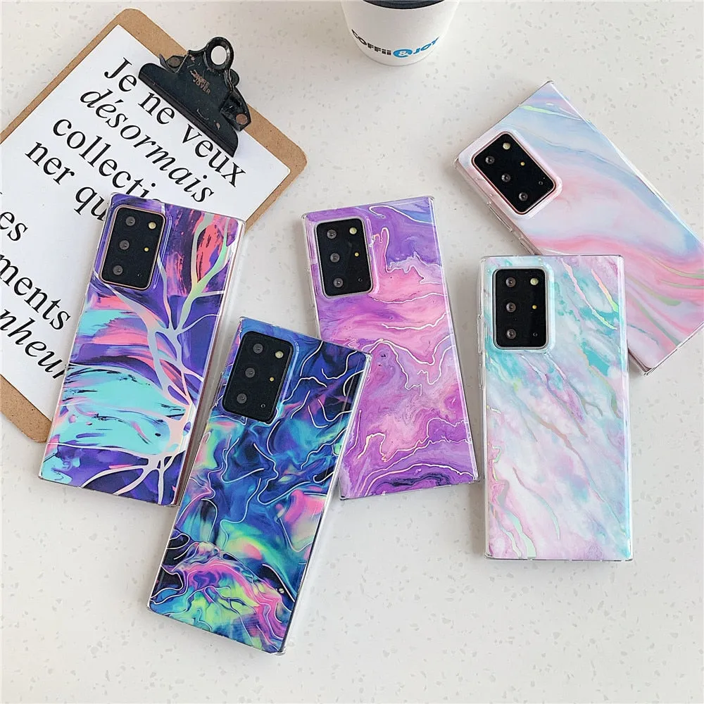 Anymob Samsung Violet And Pink Laser Gradient Marble Phone Case Silicon Cover