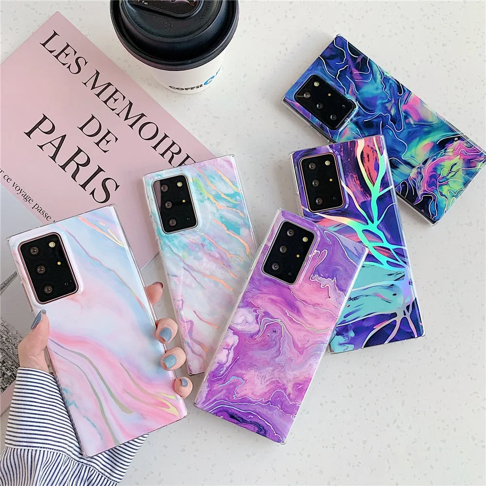 Anymob Samsung Violet And Pink Laser Gradient Marble Phone Case Silicon Cover