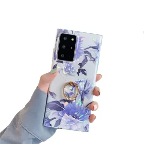 Anymob Samsung Violet Laser Marble Gradient Phone Case Ring Holder Back Cover