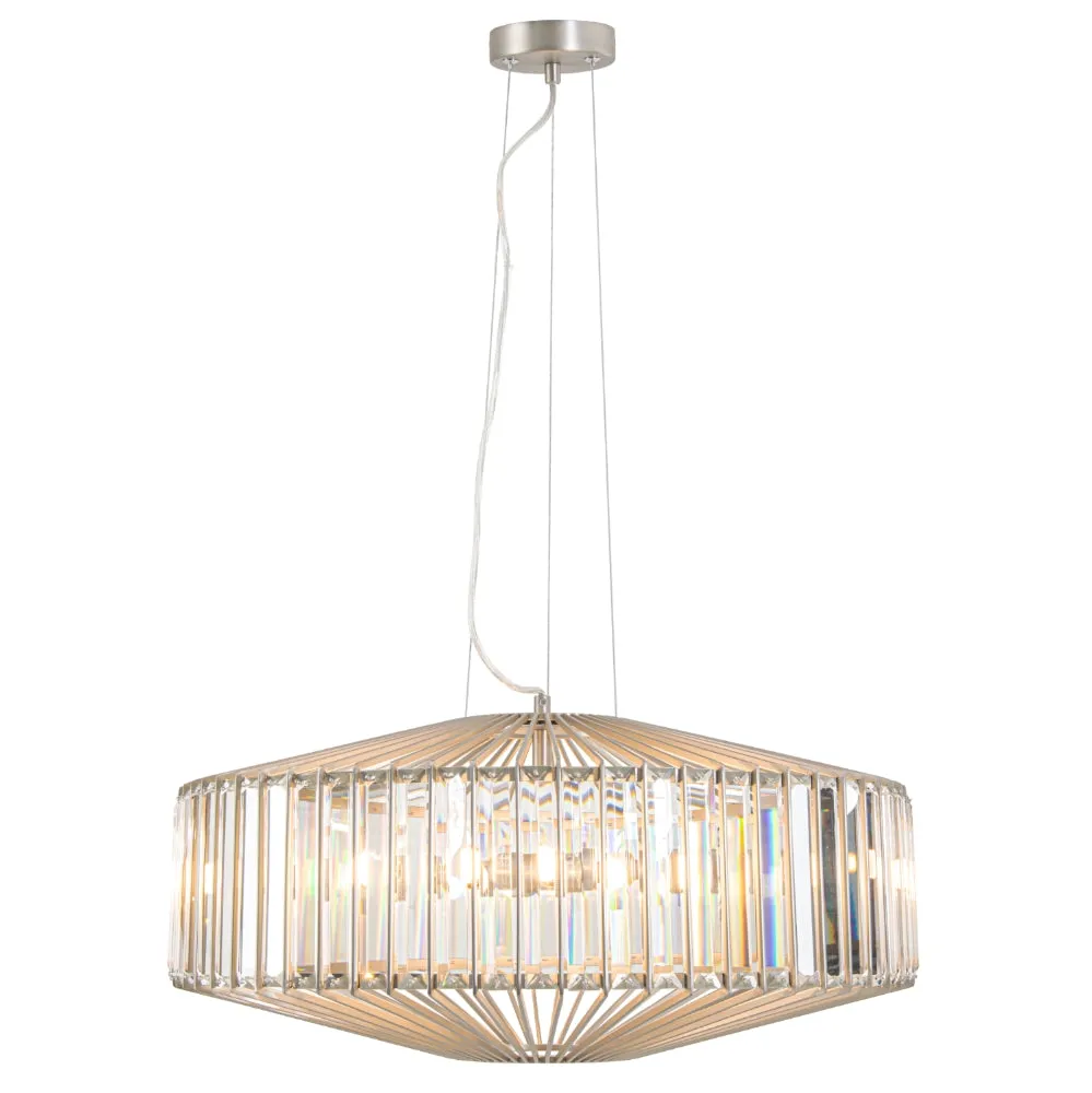 Aprica Crystal Centre Ceiling Light - Antique Brass/Satin Nickel Finish