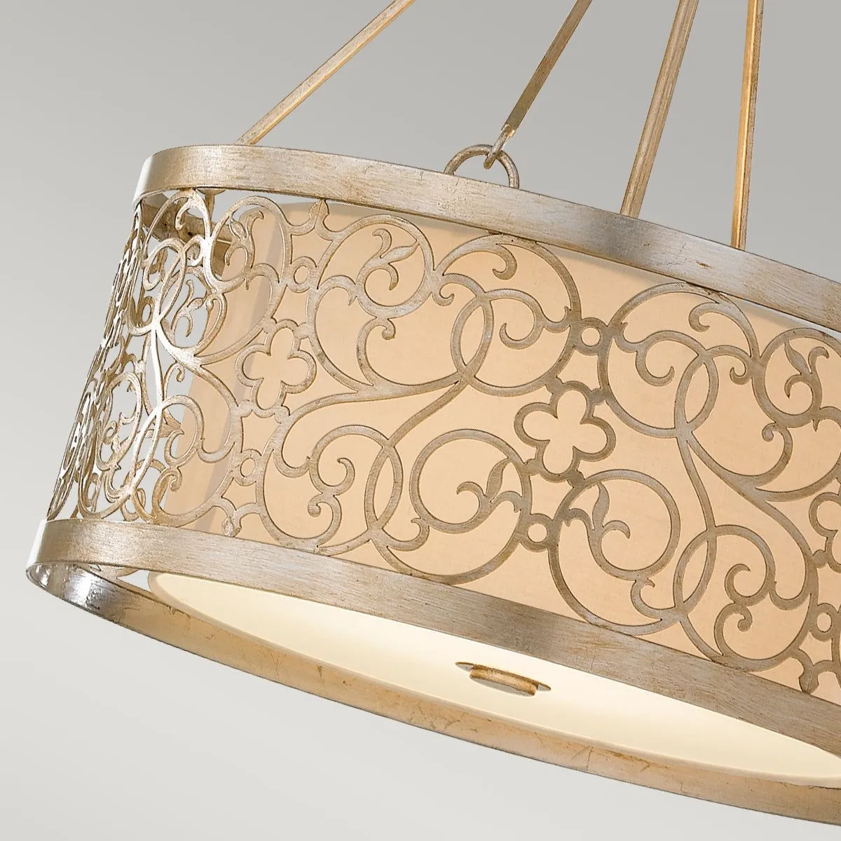 Arabesque 4L Centre Ceiling Light - Silver Leaf Patina Finish