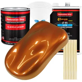Atomic Orange Pearl - Acrylic Lacquer Auto Paint - Complete Gallon Paint Kit with Slow Dry Thinner - Pro Automotive Car Truck Guitar Refinish Coating