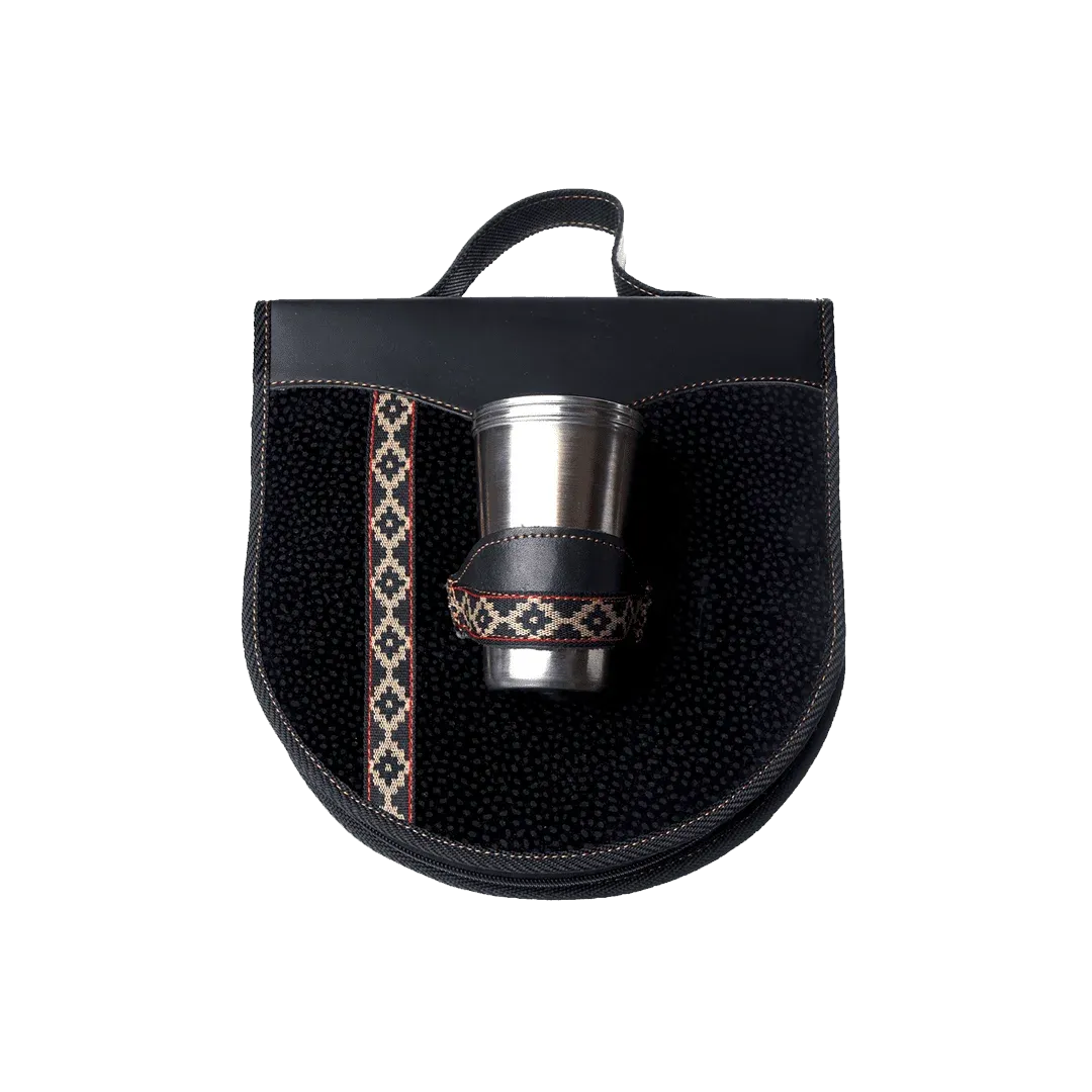 BBQ Set Double Case - Black Leather