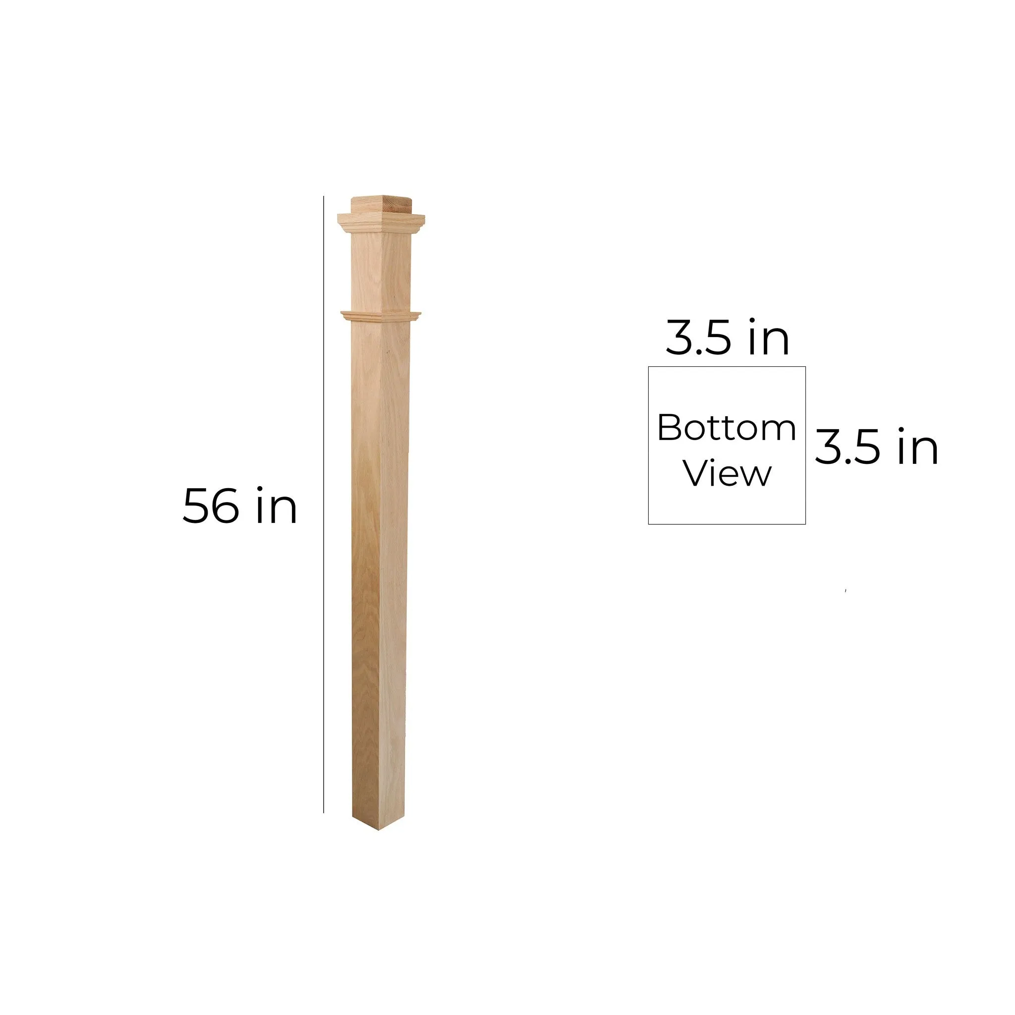 bingltd - 3.5" Unfinished Contemporary Style Red Oak Wood Box Newel Post (SP4075-RO-UNF)