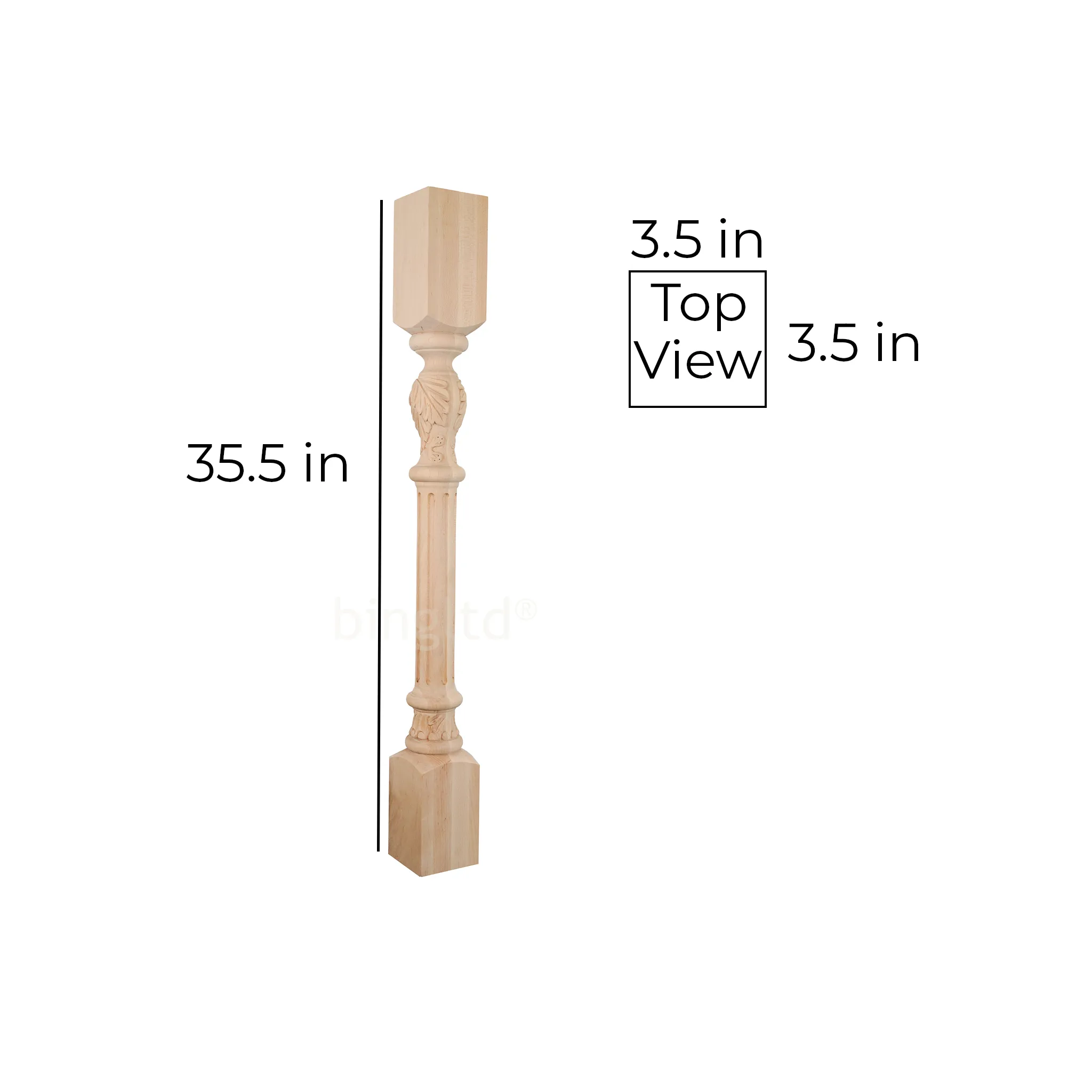 bingltd - 3.5" x 35.5" Fluted Acanthus Kitchen Post (K010-RW-UNF)