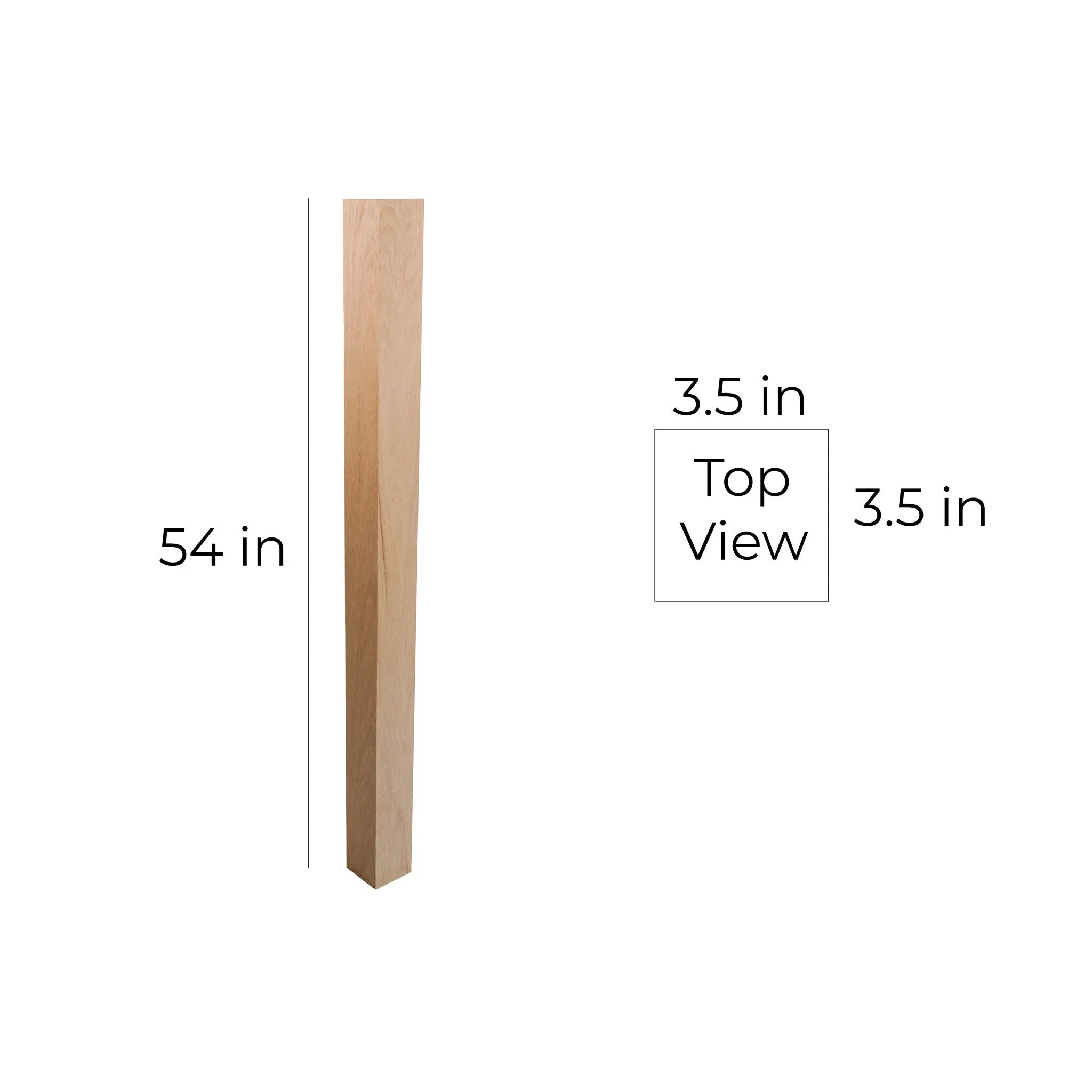 bingltd - 3.5" x 54"  Plain Red Oak Newel Post (SP4009-RO-UNF)