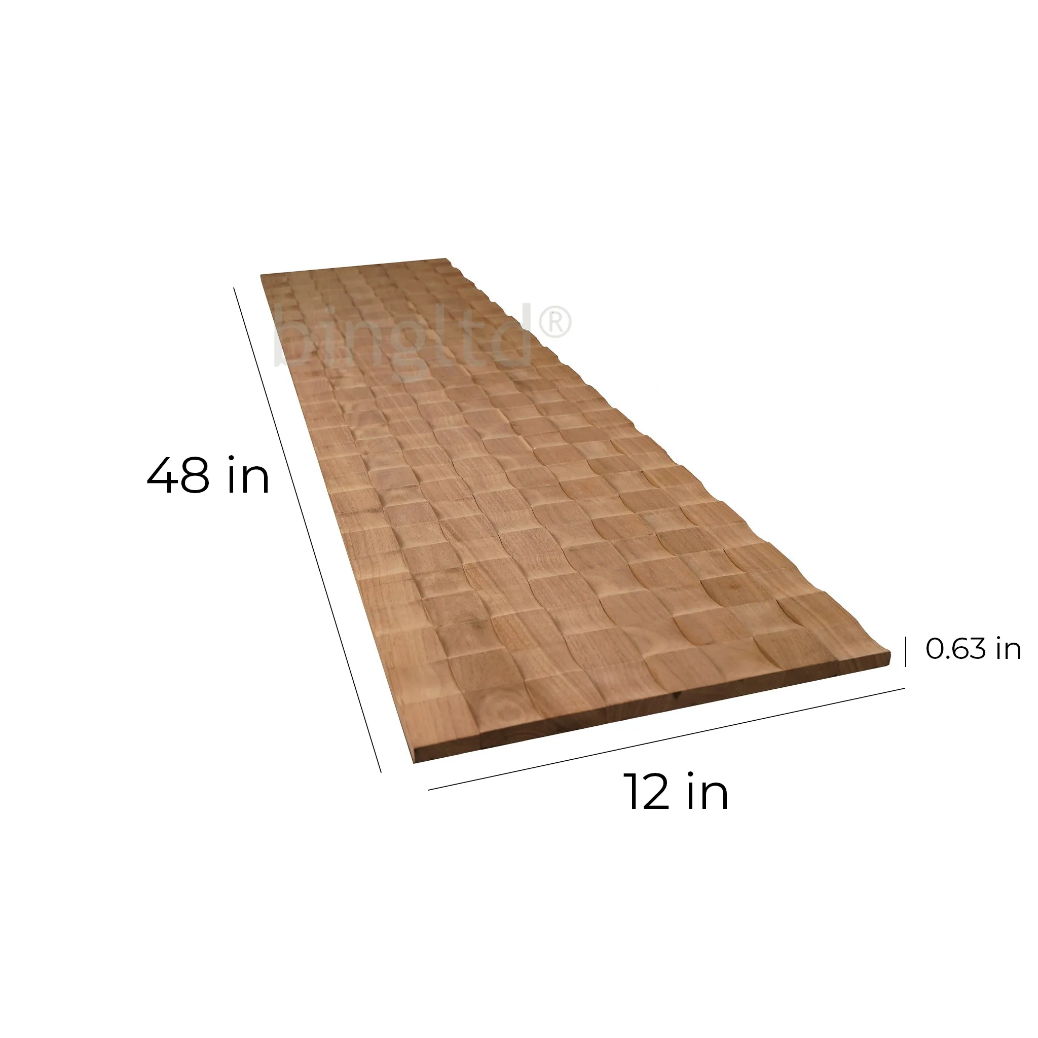 bingltd -  [36", 48", 96", 120"] Long x 12" Concave Solid Wood Tambour Panel Unfinished - 1/2" Depth (TP-004-UNF)